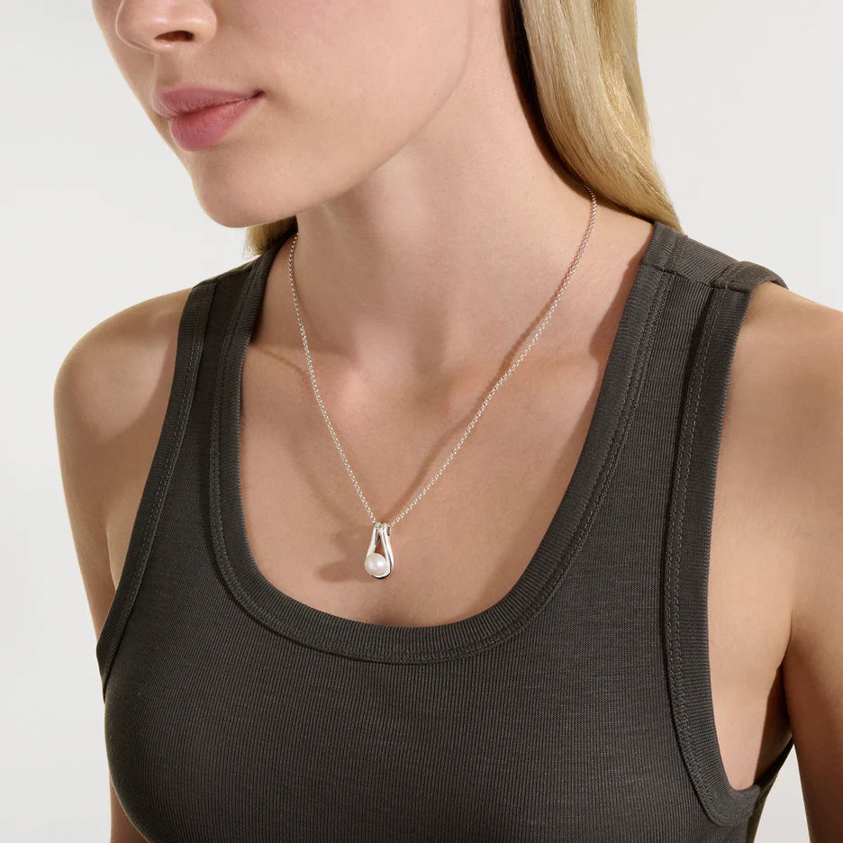 Surf Pendant Necklace, Sterling Silver, Pearl
