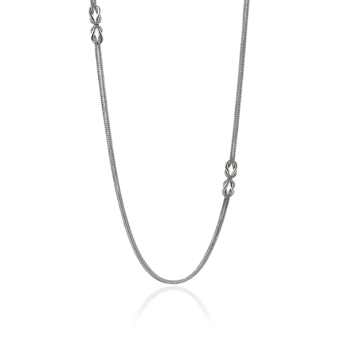 Infinite Love Knot Station Necklace, Sterling Silver, 3.6MM