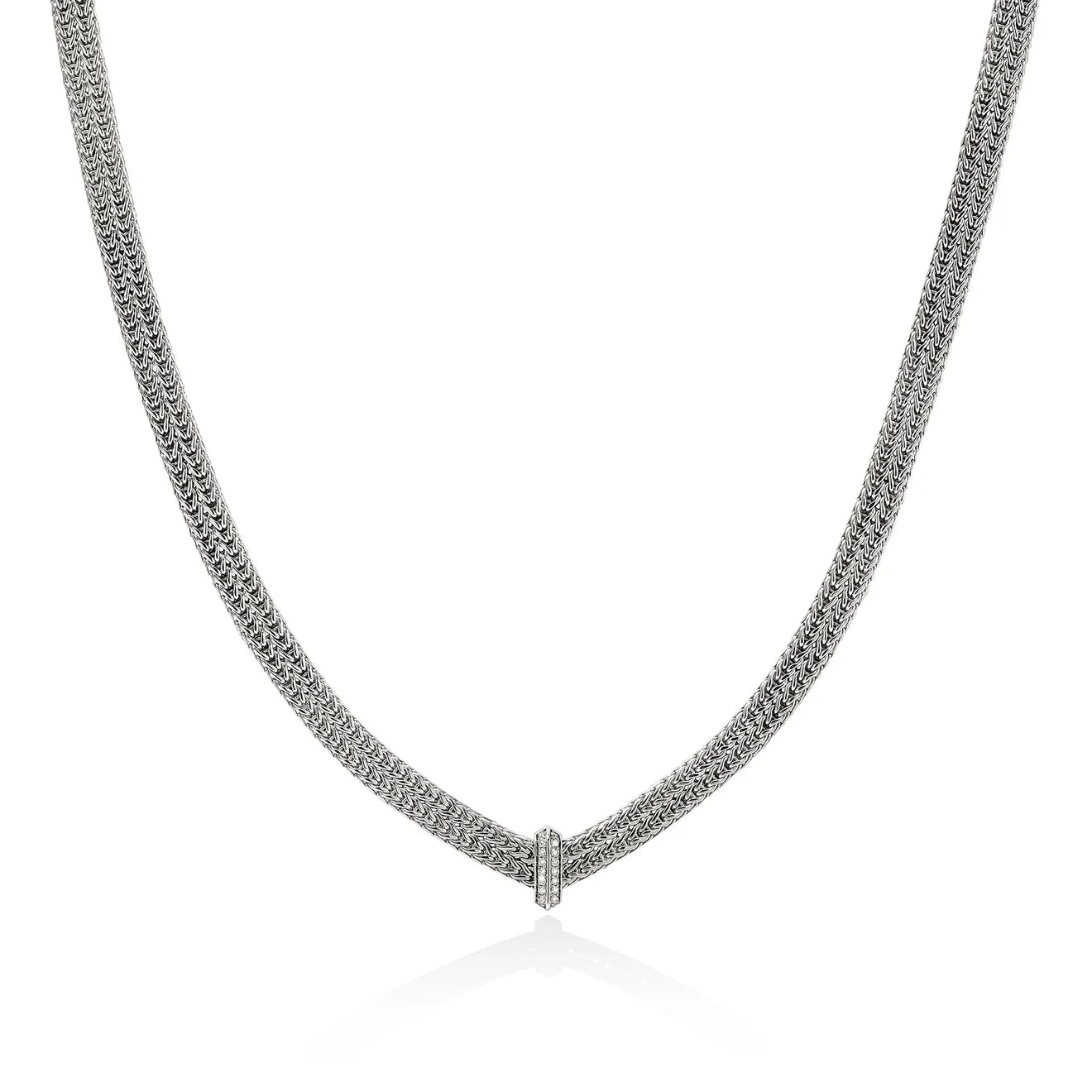 Icon Link Necklace, Sterling Silver, Diamonds, 6MM