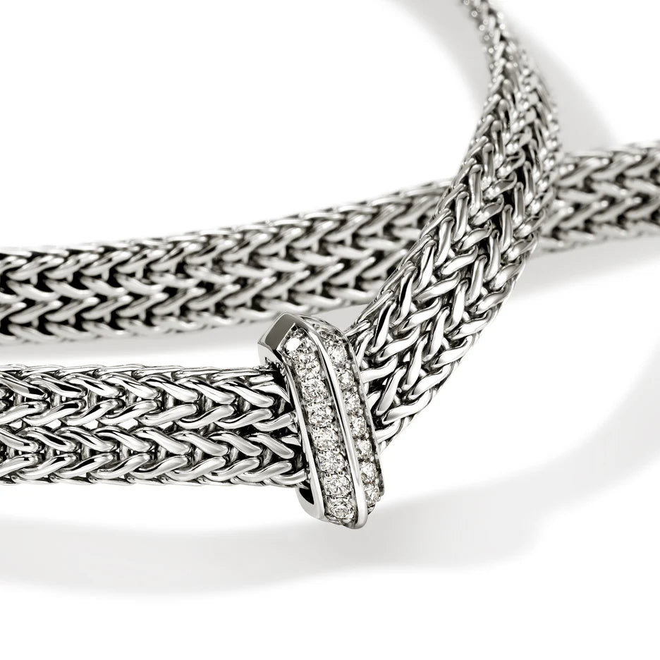 Icon Link Necklace, Sterling Silver, Diamonds, 6MM