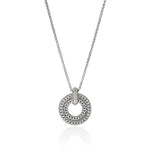Icon Link Pendant Necklace, Sterling Silver, Diamonds, 2MM