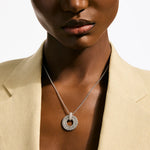 Icon Link Pendant Necklace, Sterling Silver, Diamonds, 2MM