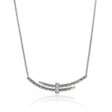 Spear Station Necklace, Sterling Silver, Diamonds