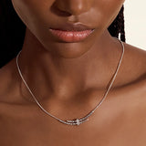 Spear Station Necklace, Sterling Silver, Diamonds