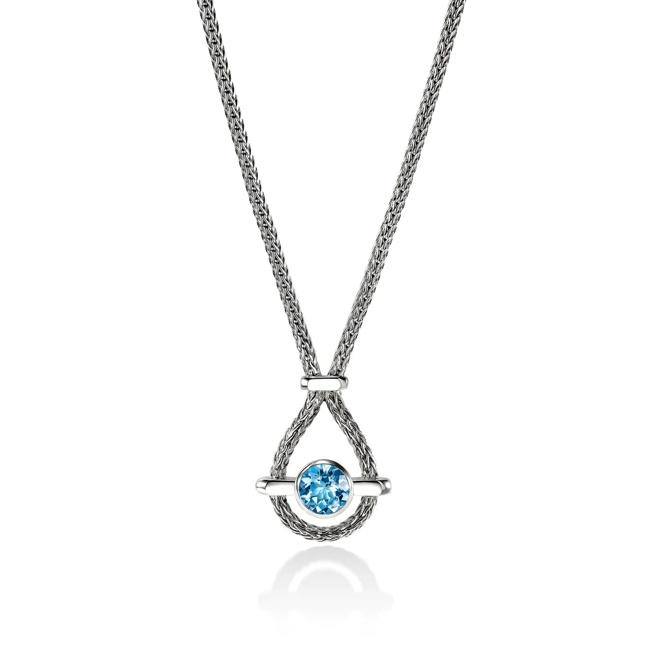 Icon Necklace, Sterling Silver, Swiss Blue Topaz, 2.5MM