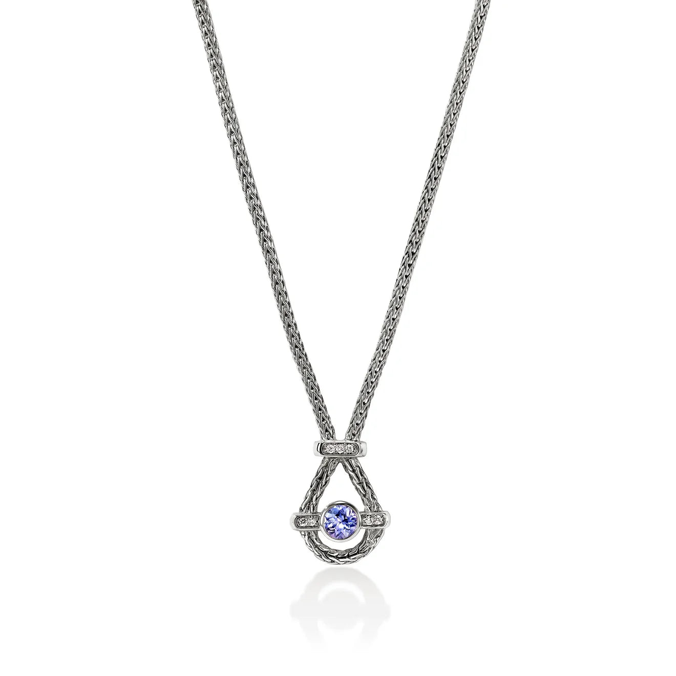 Icon Necklace, Sterling Silver, Tanzanite, Diamonds, 1.8MM