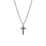 Nailhead Silver Cross Pendant Necklace