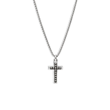 Nailhead Silver Cross Pendant Necklace