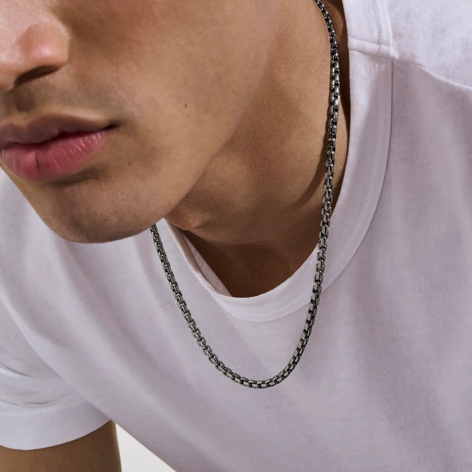 Box Chain Necklace, Dark Silver, 4.8MM
