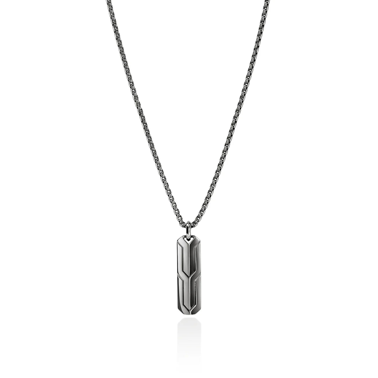 Tag Pendant Necklace, Dark Silver