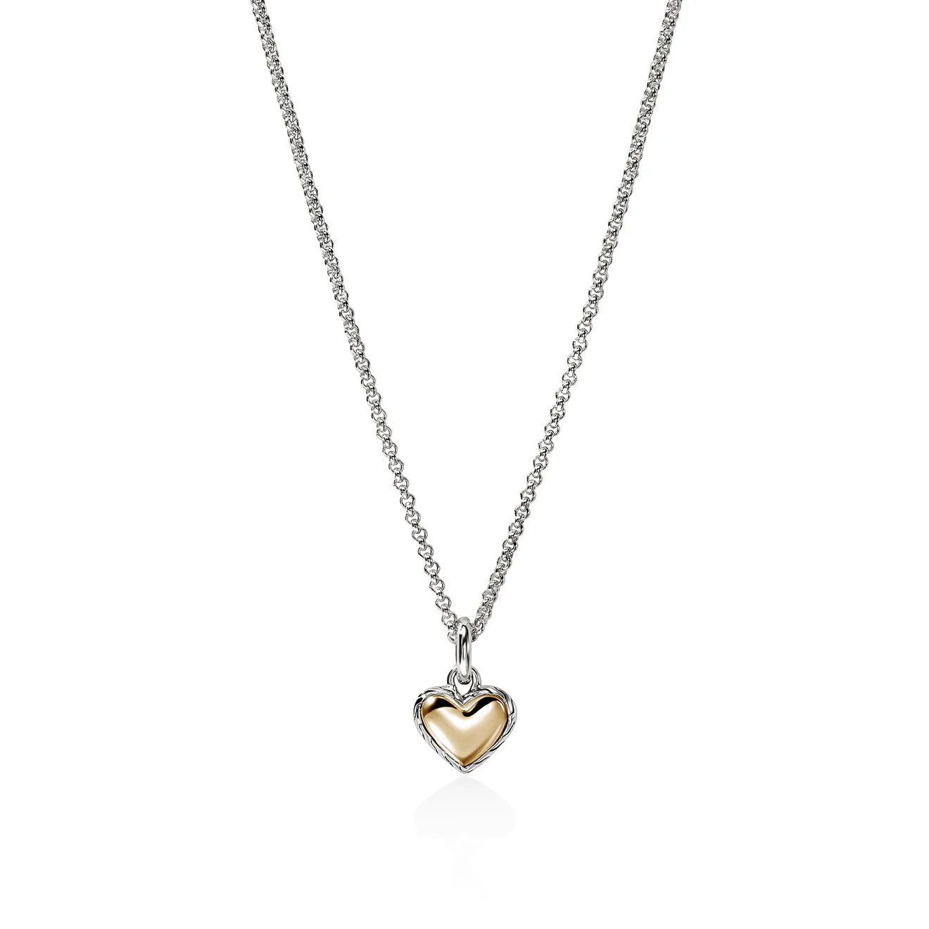 JH Essential Heart Pendant Necklace, Sterling Silver, Gold, 1.5MM