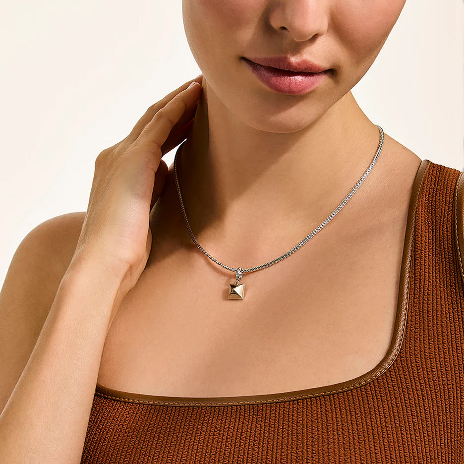 Icon Stud Pendant Necklace, Gold, Sterling Silver, Diamonds, 2.5MM