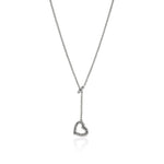 JH Essential Heart Lariat Necklace, Sterling Silver, Gold, Diamonds, 1.5MM