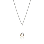 JH Essential Heart Lariat Necklace, Sterling Silver, Gold, Diamonds, 1.5MM