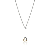 JH Essential Heart Lariat Necklace, Sterling Silver, Gold, Diamonds, 1.5MM