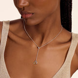 JH Essential Heart Lariat Necklace, Sterling Silver, Gold, Diamonds, 1.5MM