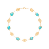 18K Yellow Gold Lunaria Collar Necklace with Turquoise