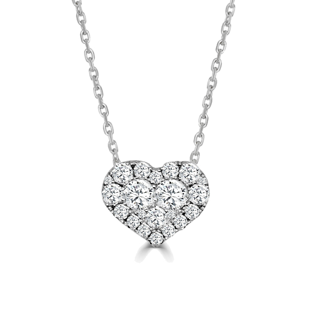 All-Diamond Heart Pendant with Hidden Bale and Chain