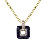 14K Yellow Gold Medium Cushion Open Nebula Pendant with Diamond & Black Diamond Accents
