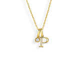 14K Yellow Gold Initial “P” Diamond Pendant with Chain