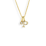 14K Yellow Gold Initial “P” Diamond Pendant with Chain