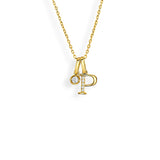14K Yellow Gold Initial “P” Diamond Pendant with Chain