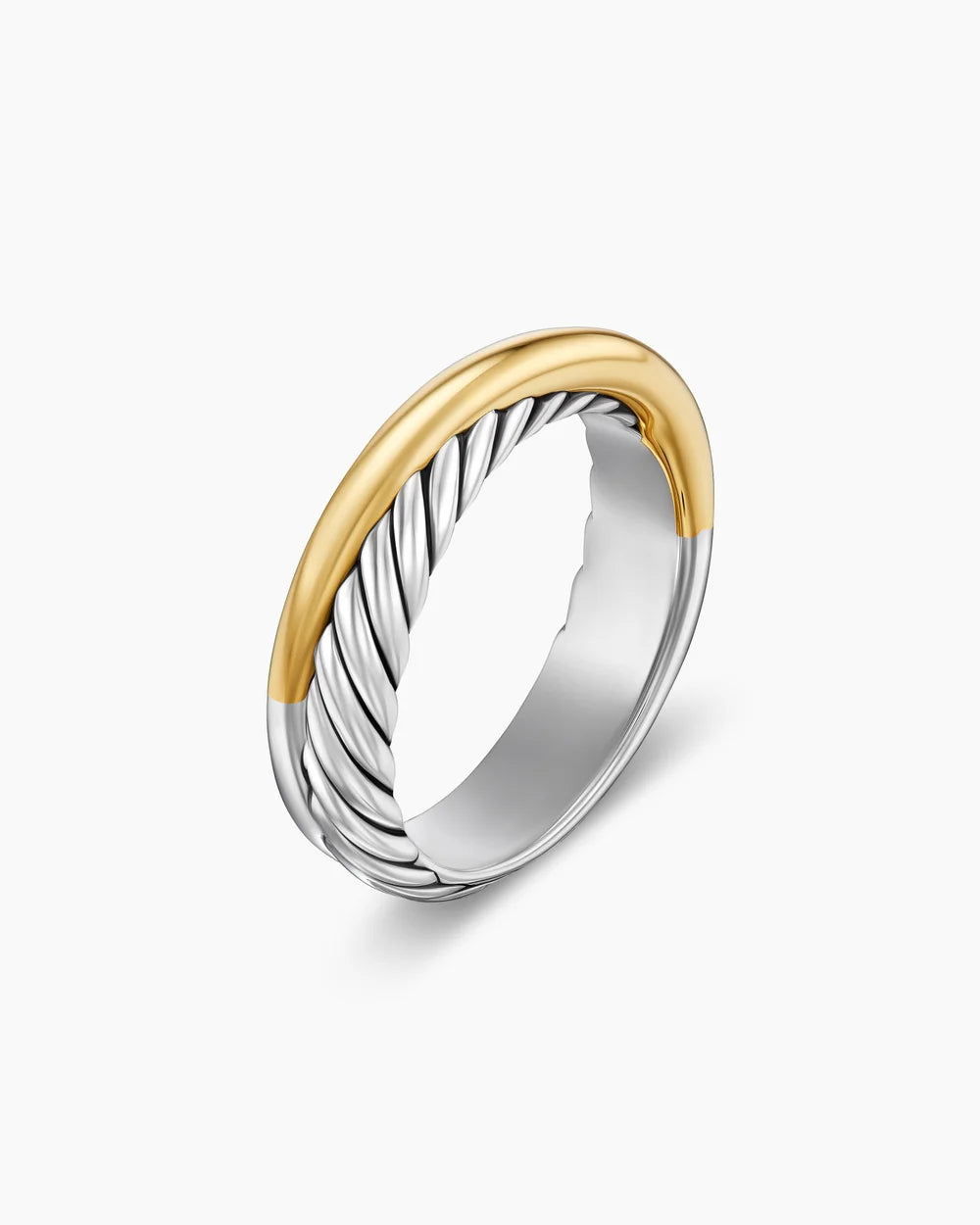 CROSSOVER BAND RING Sterling Silver with 18K Yellow Gold, 5.3mm