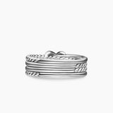 X Crossover Band Ring in Sterling Silver with Diamonds, 6mm