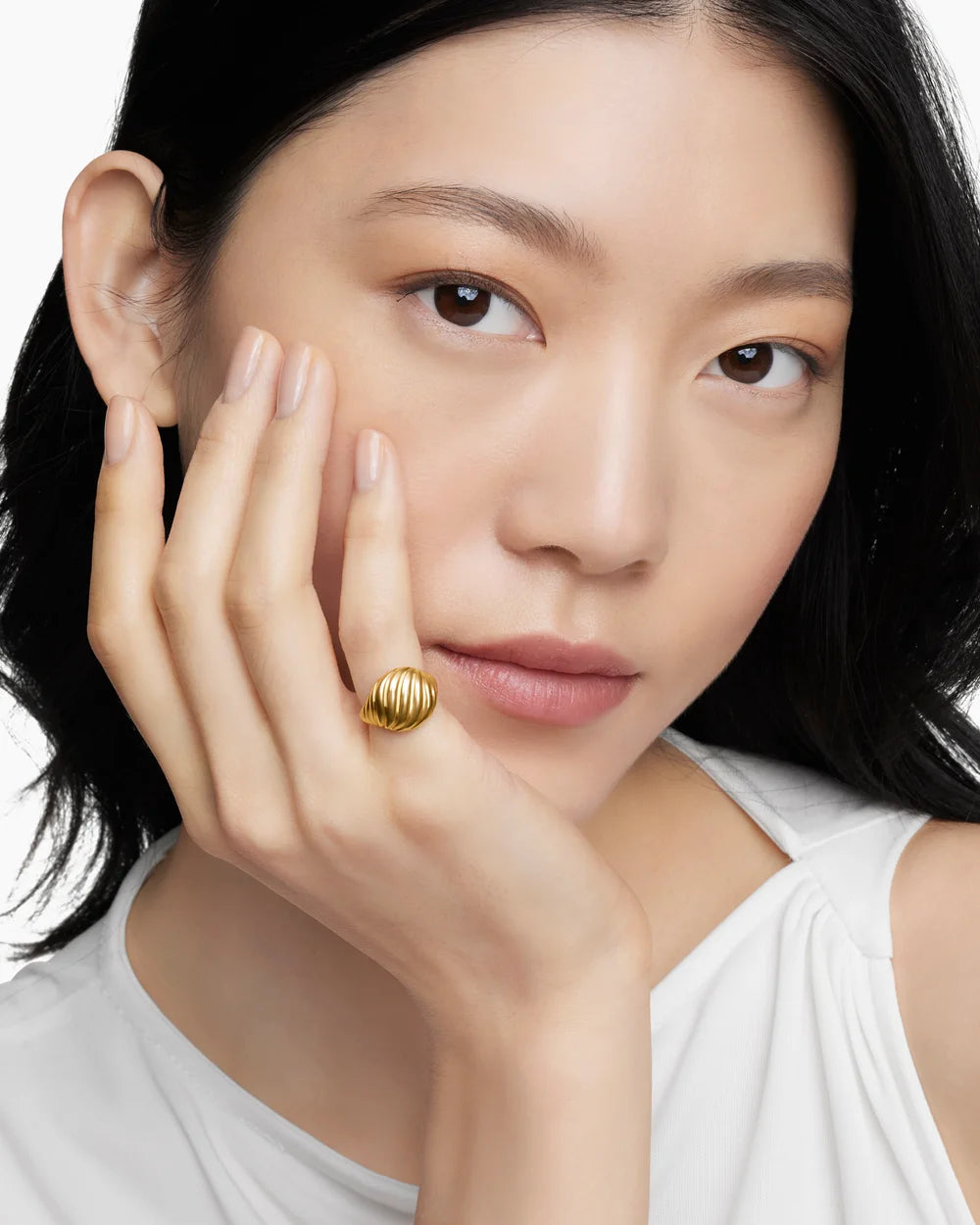 Sculpted Cable Pinky Ring 18K Yellow Gold, 13mm