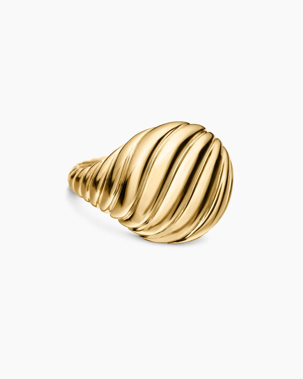 Sculpted Cable Pinky Ring 18K Yellow Gold, 13mm