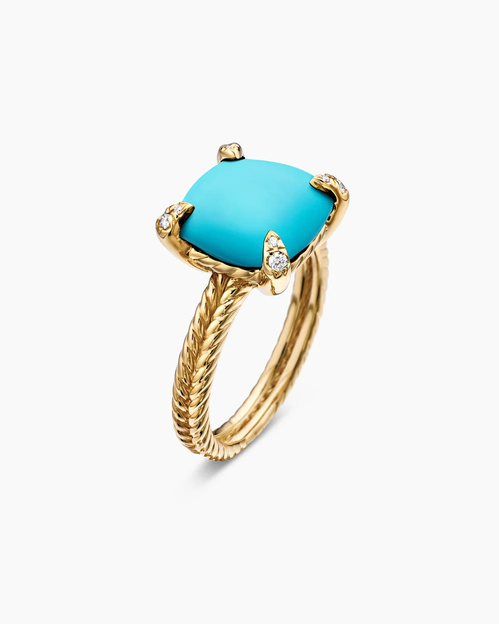 CHATELAINE® RING 18K Yellow Gold with Turquoise and Diamonds, 11mm