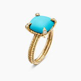 CHATELAINE® RING 18K Yellow Gold with Turquoise and Diamonds, 11mm