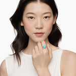 CHATELAINE® RING 18K Yellow Gold with Turquoise and Diamonds, 11mm
