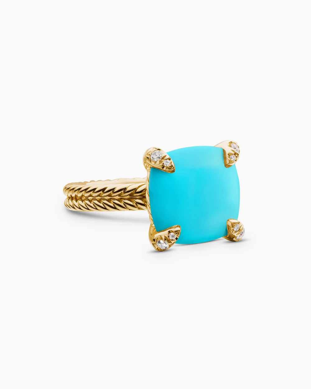 CHATELAINE® RING 18K Yellow Gold with Turquoise and Diamonds, 11mm