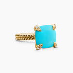 CHATELAINE® RING 18K Yellow Gold with Turquoise and Diamonds, 11mm