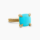 CHATELAINE® RING 18K Yellow Gold with Turquoise and Diamonds, 11mm