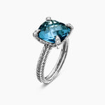 CHATELAINE® RING Sterling Silver with Hampton Blue Topaz and Diamonds, 11mm