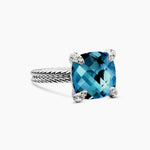 CHATELAINE® RING Sterling Silver with Hampton Blue Topaz and Diamonds, 11mm