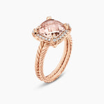CHATELAINE® PAVÉ BEZEL RING 18K Rose Gold with Morganite and Diamonds, 9mm