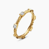 CABLE COLLECTIBLES® STATIONS STACK RING 18K Yellow Gold with Diamonds, 2mm