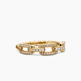 STAX CHAIN LINK RING 18K Yellow Gold with Diamonds, 4.5mm