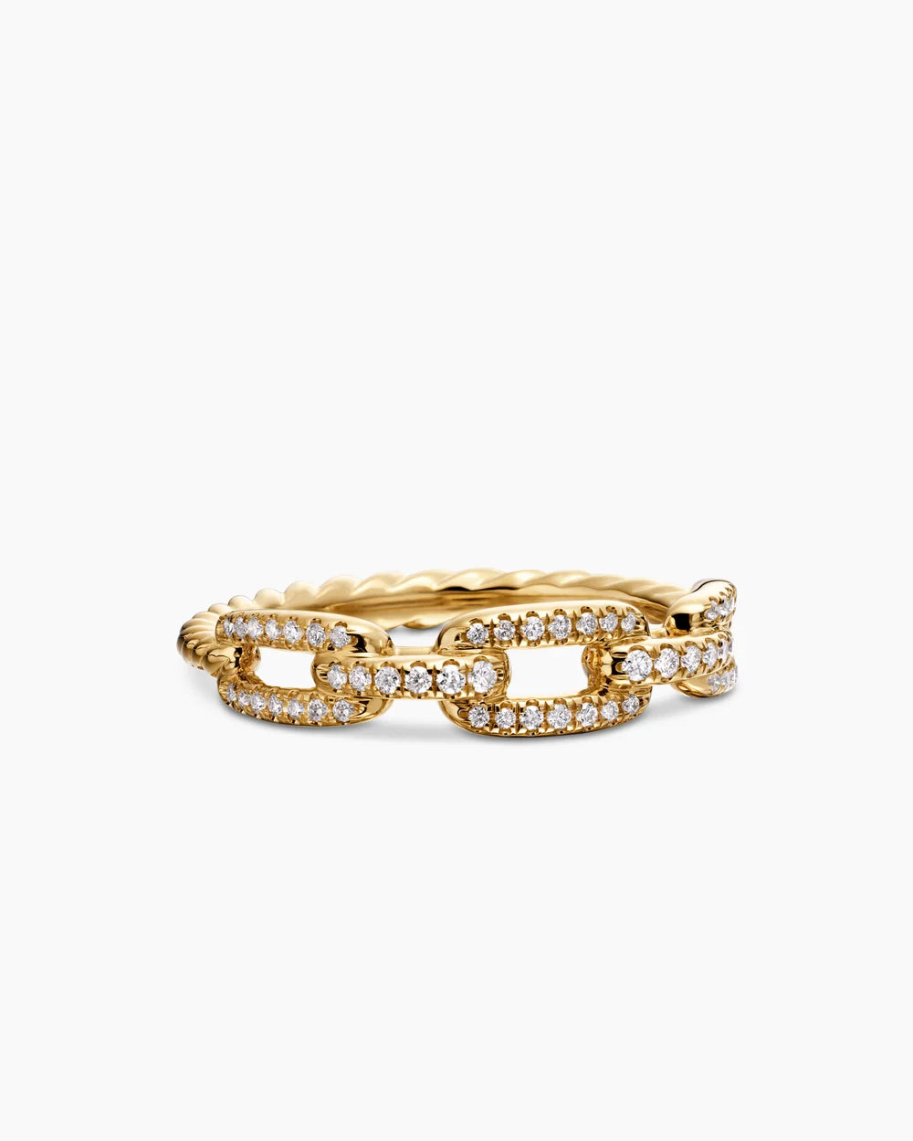 STAX CHAIN LINK RING 18K Yellow Gold with Diamonds, 4.5mm