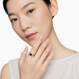 Petite Chatelaine® Pavé Bezel Ring in Sterling Silver with Black Onyx and Diamonds, 7mm