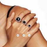Petite Chatelaine® Pavé Bezel Ring in Sterling Silver with Black Onyx and Diamonds, 7mm