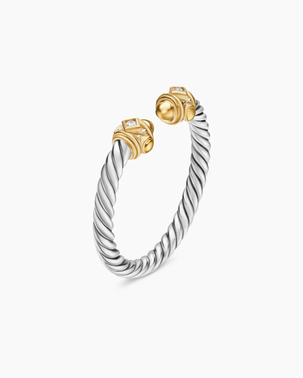 Renaissance Ring in Sterling Silver with 14K Yellow Gold, Gold Domes and Diamonds, 2.3mm