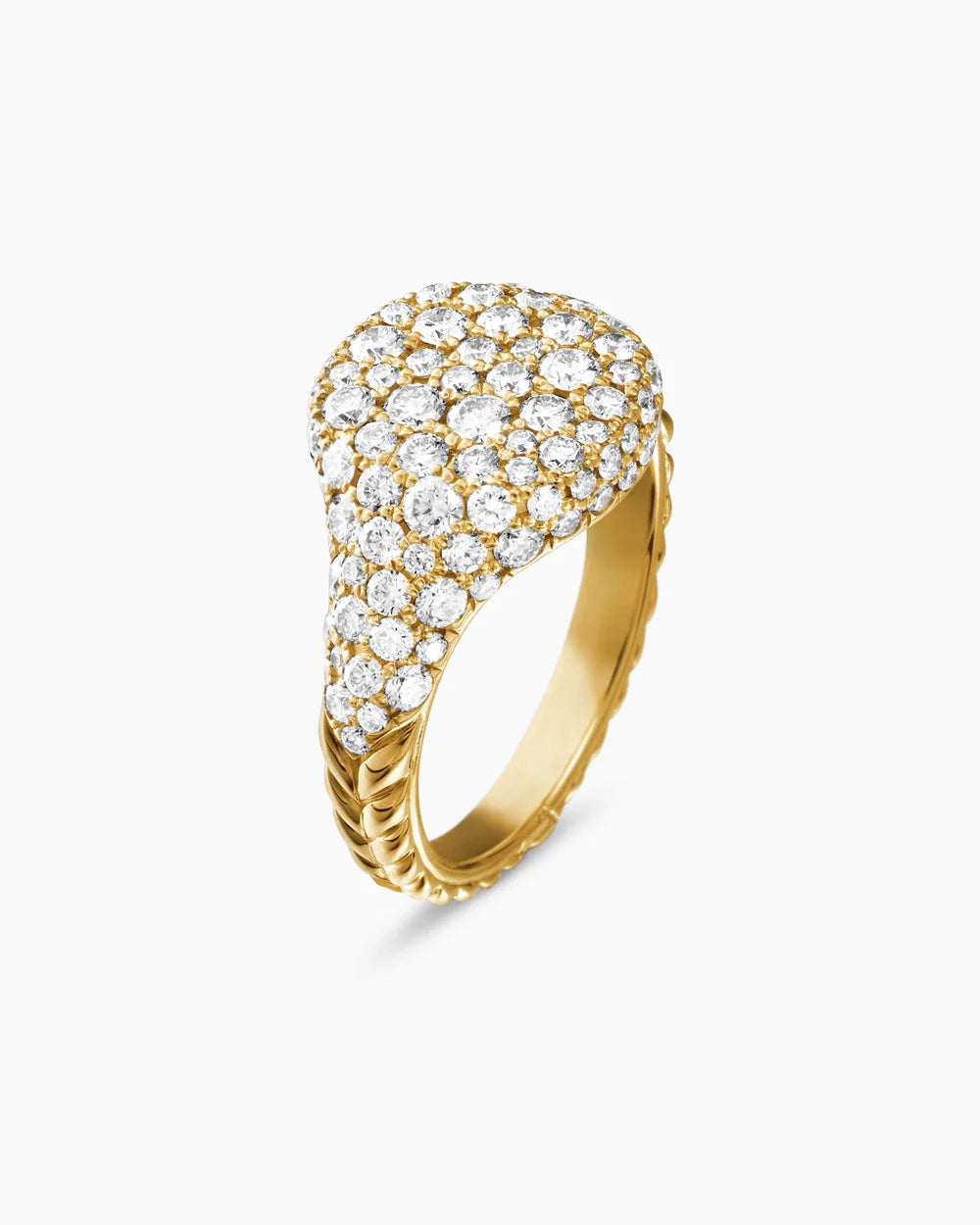 PAVÉ PINKY RING 18K Yellow Gold with Diamonds, 10mm