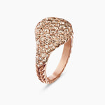 PAVÉ PINKY RING 18K Rose Gold with Cognac Diamonds, 10mm