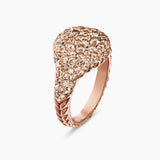 PAVÉ PINKY RING 18K Rose Gold with Cognac Diamonds, 10mm