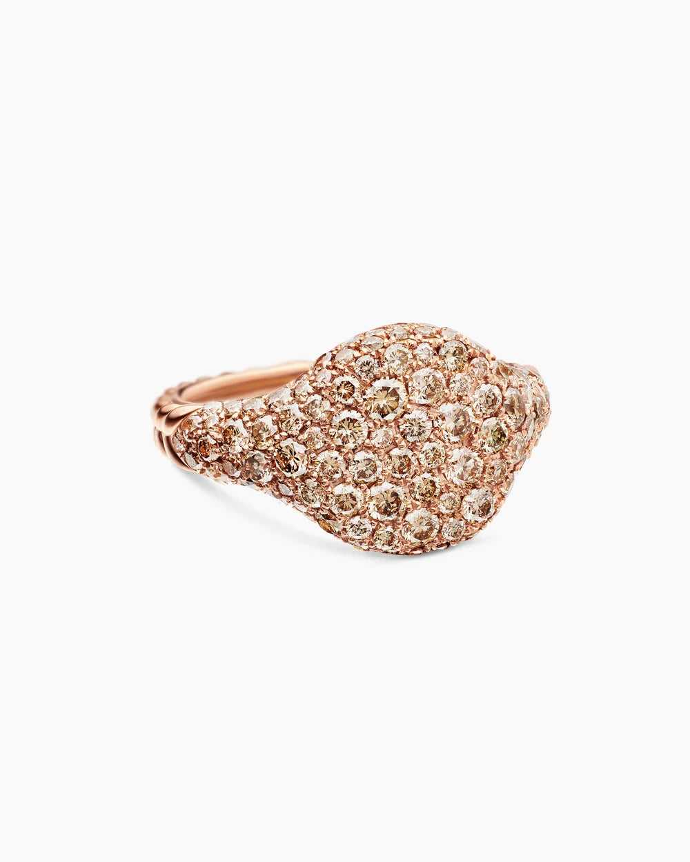 PAVÉ PINKY RING 18K Rose Gold with Cognac Diamonds, 10mm