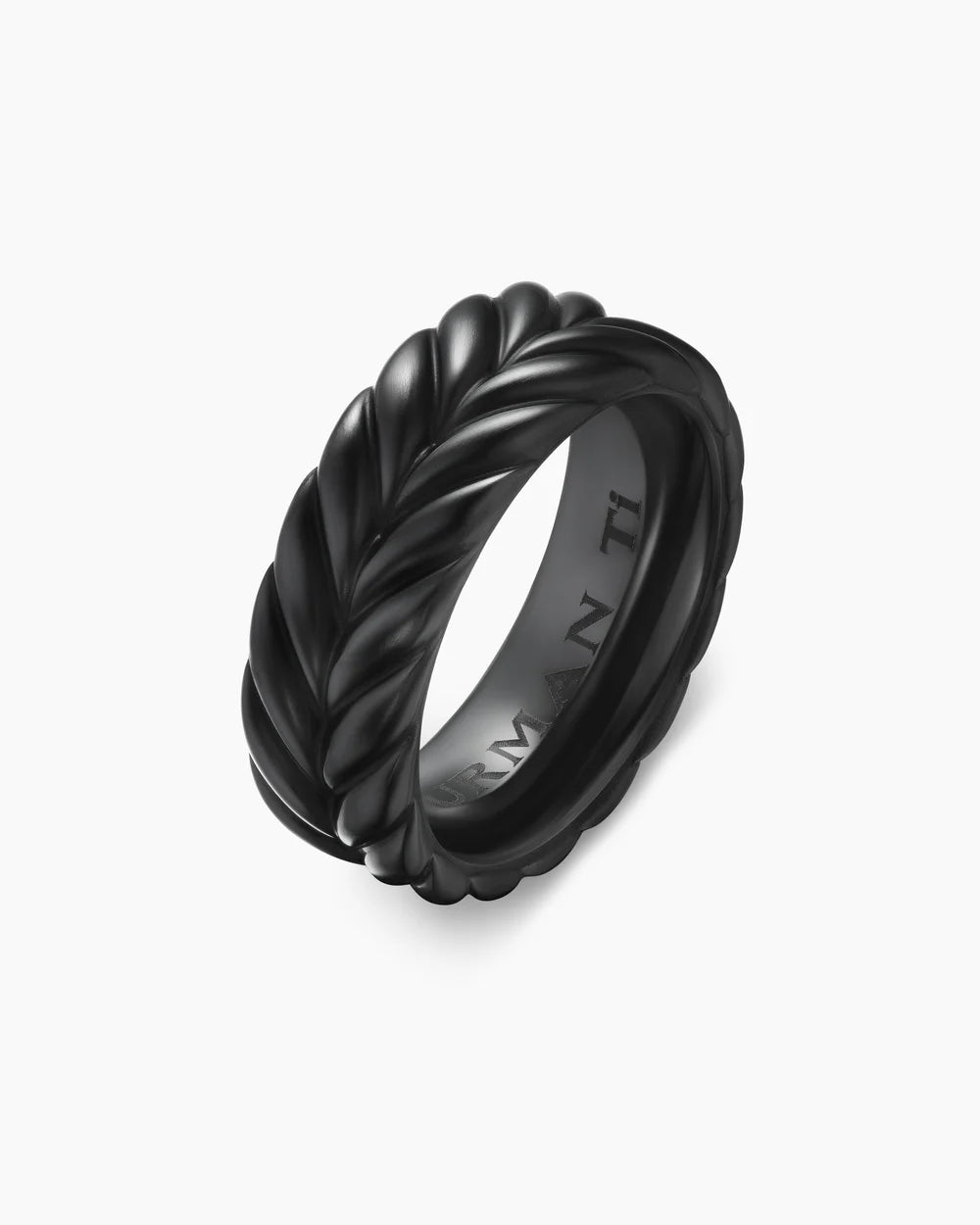 CHEVRON BAND RING Black Titanium, 9mm